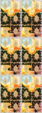 Çiçek deseni. Duvar kâğıdı barok, İspanyol kumaşı. Kusursuz raster arka plan. Kahverengi ve bej renklerde altın elementler. Şekil grafik deseni.