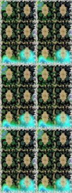 Çiçek deseni. Duvar kâğıdı barok, İspanyol kumaşı. Kusursuz raster arka plan. Kahverengi ve bej renklerde altın elementler. Şekil grafik deseni.