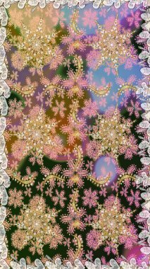 Altın çiçek dikişsiz desen. Gri ve bej renklerde altın eleman. Damask arka plan. Barok tarzda altın çiçek süsü.