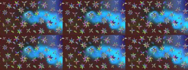 Düz Çiçek Elementleri Tasarımı. Mavi ve kahverengi renkli şirin çiçek deseni. Raster Modaya uygun kumaş deseni. Renkli Bahar Teması çizim şablonu.