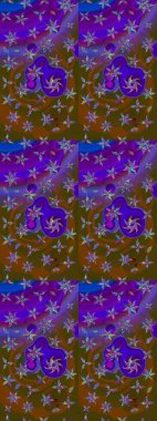 Kahverengi ve mor renklerde. Hint süsü. Raster illüstrasyonu. Renkli süs kenarı. Çizim kalıbı. Çiçek duvar kağıdı.