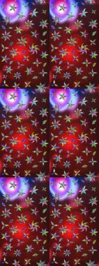 Kahverengi ve kırmızı renkte çiçekler. Raster illüstrasyonunda çiçek deseni çizimi.