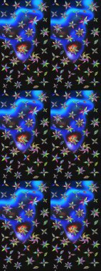 Çiçek kompozisyonu. Çiçek kolajı. Raster deseni. Küçük çiçekte güzel bir desen var. Çiçek arkaplan. Doğa. - Gri ve mavi çiçekler.