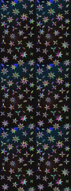 Raster Floral Illustration, Asyalı tekstil. Gri ve mavi renkli etnik çiçeklerle zarif bir eskiz deseni..