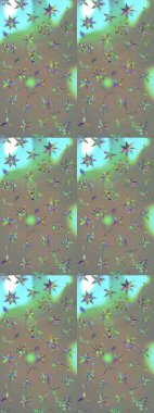 Yaprak ve çiçeklerin suluboya resmi, gri ve bej renkler üzerine eskiz deseni. Gri ve bej renklerde bahar çiçekleri. Raster illüstrasyonu.