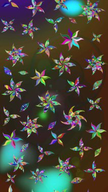 Düz Çiçek Elementleri Tasarımı. Renkli Bahar Teması eskiz kalıbı. Raster güzel kumaş deseni çiziyor. Çiçek deseni.