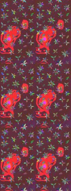 Yumuşak, yaz çiçekli arka plan. Kahverengi ve kırmızı renkte çiçekler. Raster çiçek desenli ve çiçekli..