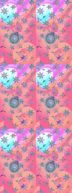 Küçük çiçekli basit bir çiçek çizimi. Pembe ve nötr renklerde şirin çiçekler. Moda baskısı, albüm, ambalaj kağıdı ve duvar kağıdı için zarif dekoratif süslemeler. Raster illüstrasyonu.