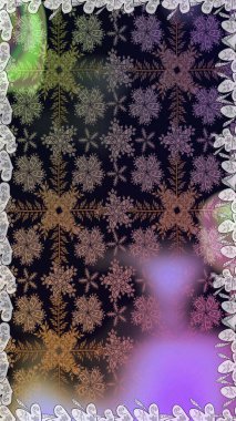 Şablon, pürüzsüz, çiçekli kenar. Raster illüstrasyonu. Kıvırcık, parlak örgü. Güzel, parlak, pürüzsüz kumaş, tuval. Eski moda arka plan. Çiçeklerin çelengi.