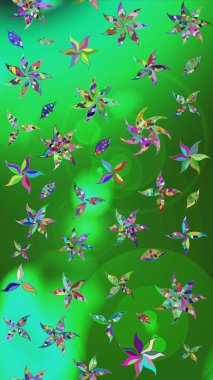 Yeşil ve mavi renkte çiçekler olan çiçek deseni çiz. Suluboya tarzında yeşil ve mavi renkte çiçekler.