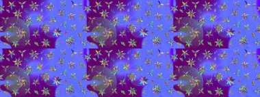 Mor ve mavi renkte çiçekler. Çiçek desenli çizim. Düz Çiçek Elementleri Tasarımı. Asya tekstil tarzında. Raster illüstrasyonu. Renkli Bahar Teması çizim şablonu.