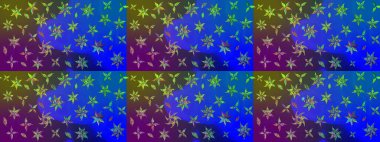 Üzerinde gelincikler ve vadi zambakları olan renkli çiçek desenli nakış deseni. Tekstil tasarımı için mavi ve yeşil renkli geleneksel halk çiçekleri..