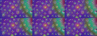 Raster illüstrasyonu. El yapımı çiçek ve bitki koleksiyonu. Eskiz tarzı mor ve mor renkte. Raster illüstrasyonu. Şirin karalamalı çiçek deseni çiz..