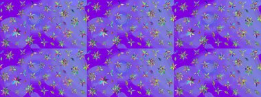 Klasik taslak çizimi. Çiçekli menekşe ve yeşil çizim deseni. Raster çiçek izi..