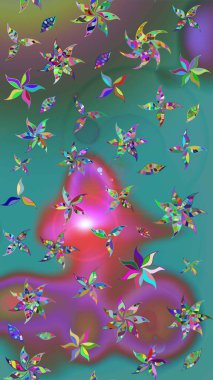 Raster deseni. Küçük çiçekte güzel bir desen var. Çiçek kolajı. Çiçek kompozisyonu. -yeşil ve mavi çiçekler. Çiçek arkaplan. Doğa.