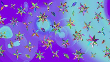 Arkaplan dokusu, duvar kağıdı, mor ve mavi renkli çiçek teması. Soyut etnik raster çizim kalıbı. Kabile sanatı boho baskısı, klasik çiçek arkaplanı.