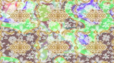 Doğu tarzı arabesk tarzında altın elementler. Çizim altın desenli bukleler. Raster Golden eskiz kalıbı. Tarafsız renkler üzerine çizim deseni.