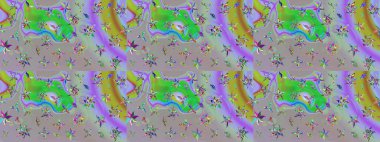 Raster illüstrasyonu. Raster deseni. Patlayan çiçekler soyut olarak yerleştirilmiş. Gri ve nötr renklerde bahar çiçekleri.