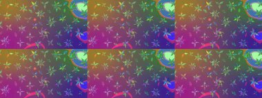 Çiçek desenli eskiz, darbeler, sıçramalar, yaz çiçekleri. Raster illüstrasyonu. Mor ve mor renkte çiçekler.