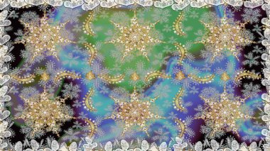 Gri renklerde, altın elementlerle kusursuz desen. Geleneksel oryantasyon süsü. Klasik raster sarısı, kusursuz desen. Klasik vintage arkaplan.