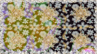 Lüks, kraliyet ve Viktorya dönemi konsepti. Süslü dekorasyon. Altın elementli gri renkli altın desenli. Raster klasik barok çiçeksiz altın desenli..