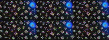 Raster illüstrasyonu. Gri ve mavi renkte çiçekler. Çizim çiçek deseni duvar kağıdı için kullanılabilir.