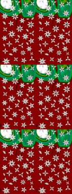 Kumaş, tekstil, duvar kağıdı baskısı için. Raster illüstrasyonu. Eski usul. Eskiz geçmişi. Renkli desenli eskiz deseni, kırmızı ve yeşil çiçekler ve dekoratif elementler.