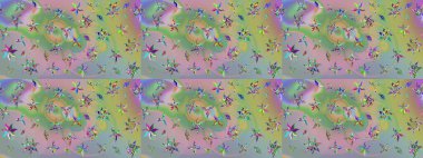 Raster illüstrasyonu. Tarafsız ve yeşil renklerde yaz çiçekleri. Raster çiçek desenli ve çiçekli..