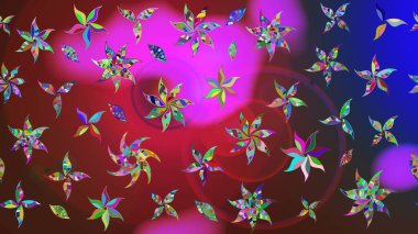 Flat Flower Elements Design. Sketch retro pattern with flowers. Flowers on red and brown colors. Colour Summer Theme sketch pattern Background.