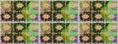 Çiçek deseni. Duvar kâğıdı barok, İspanyol kumaşı. Kusursuz raster arka plan. Kahverengi ve bej renklerde altın elementler. Şekil grafik deseni.