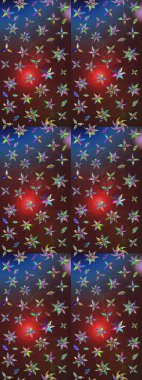 Çiçeksel kahverengi ve mor çizim deseni. Raster çiçek izi. Klasik taslak çizimi.