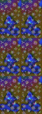 Çiçekli yaz çiçekleri. Küçük çiçekte güzel bir desen. Küçük renkli çiçekler. Moda baskıları için zarif bir şablon. Motley illüstrasyonu. Çizim.