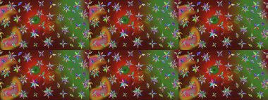 Raster illüstrasyonundaki çiçek desenli çizim. Güzel kumaş deseni. Renkli Bahar Teması eskiz kalıbı. Düz Çiçek Elementleri Tasarımı.