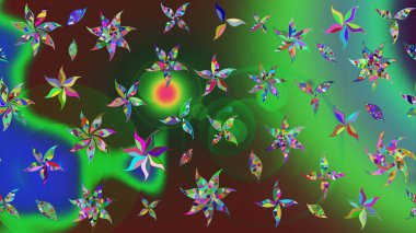 Güzel kumaş deseni. Renkli Bahar Teması eskiz kalıbı. Düz Çiçek Elementleri Tasarımı. Raster illüstrasyonunda çiçek deseni çizimi.