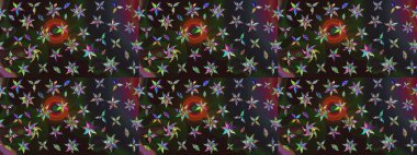 Renkli Yaz Temalı eskiz kalıbı. Düz Çiçek Elementleri Tasarımı. Modaya uygun kumaş deseni. Sevimli çiçek raster deseni.