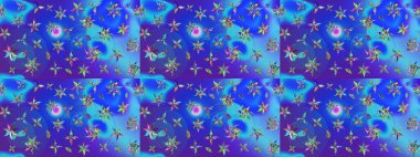 Sevimli çiçek raster deseni. Mavi ve mor renkli çiçekler. Renkli Yaz Temalı eskiz kalıbı. Düz Çiçek Elementleri Tasarımı.