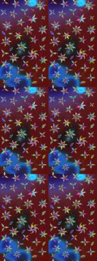 Soyut etnik raster çizim kalıbı. Kabile sanatı boho baskısı, klasik çiçek arkaplanı. Arkaplan dokusu, duvar kağıdı, kırmızı ve kahverengi renkli çiçek teması.