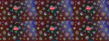 Raster çiçek desenleri çiziyor. Vadinin renkleri.