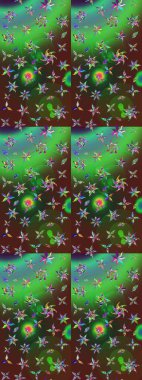 Çiçekli karalama şeklinde Raster çiçek deseni. Yumuşak, yeşil ve kahverengi renkte yaz çiçekleri. Raster illüstrasyonu.