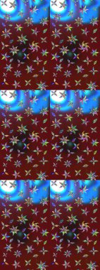 Çiçek desenli çizim. Raster illüstrasyonu. Asya tekstil tarzında. Kırmızı ve kahverengi renkte çiçekler. Raster illüstrasyonu.