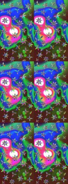 Suluboya çizim kalıbı. Çiçek izi. Suluboya tarzında yeşil ve mavi renkte çiçekler.