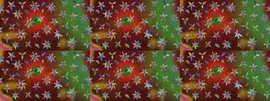 Çiçekli karalama şeklinde Raster çiçek deseni. Nazik, narin çiçek arkaplanı. Renkli çiçekler.