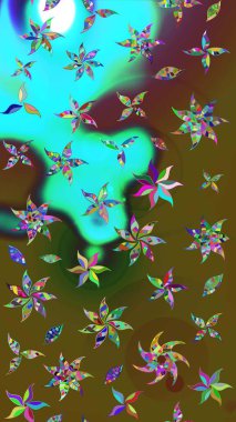 Tomurcukları papatya çiçekleri olan sevimli bir çiçek deseni. Eskiz geçmişi. Raster illüstrasyonu. Kumaş, tekstil, duvar kağıdı baskısı için. Eski usul. Miles Fleur, dandik süs.