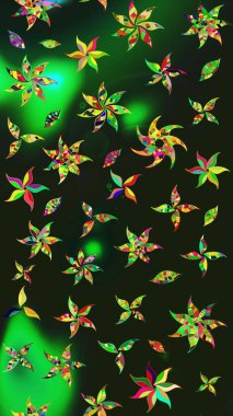 Klasik çiçek tasarımı elementleri. Kıvırcık çiçekler renkte şekillenir. Raster illüstrasyonu.