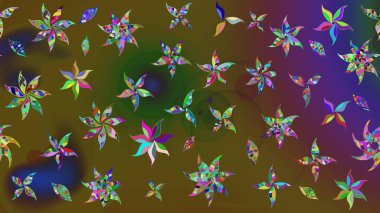 Renkli etnik çiçeklerle süslenmiş zarif bir eskiz şekli. Raster Çiçek İllüstrasyon Şirin Tekstil.