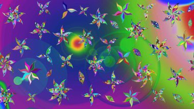 Raster Illustrasyon 'daki Çiçek Deseni' nin son moda çizimi. Güzel kumaş deseni. Renkli Yaz Temalı eskiz kalıbı. Düz Çiçek Elementleri Tasarımı.