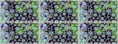 Parlak çiçekli kolaj çiçekleri tarafsız ve yeşil. Çiçek tasarımı için inanılmaz bir kolaj cenneti tarzı. Çiçekli zambaklar dikişsiz arkaplan.