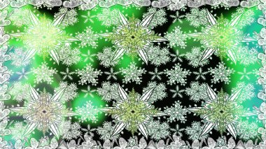 Raster illüstrasyonu. Yeşil ve nötr renklerde. Çiçekli güzel suluboya desen.