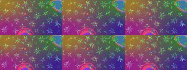 Mor ve mor renkli çiçekler. Raster düz çiçek çizim deseni. Tasarım hediye paketi, tebrik kartları, posterler ve afiş tasarımı.