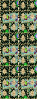 Geleneksel oryantasyon süsü. Yeşil renkler ve altın elementler üzerine çizim. Klasik Raster Golden eskiz kalıbı. Klasik vintage arkaplan.